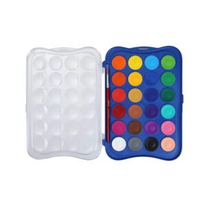 Doms 24 Shades 30mm Water Colour Cakes | Easy to Use | Organic Rich Colour Pigments | Free Brush Inside | Non-Toxic & Safe for Kids | Pack of 1